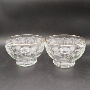 Set of 2, Bartlett Collins Decoration 806 Clear (Gold Trim), Footed Dessert Bowl